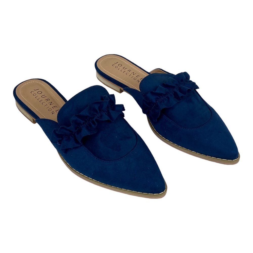 Journee Collection Kessie Mules Flats Microsuede Blue Size 8